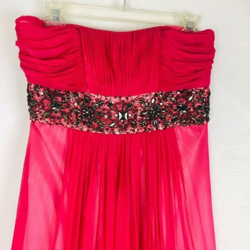 Adrianna Papell Prom Dress Gown Women's 8 Jeweled Beaded Strapless Long‎ Formal